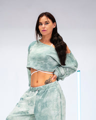 PRE-SALE! DB Cropped Sweatshirt Tie-Dye Dusty Green