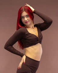 Saga Twist Shirt Espresso Brown Rib