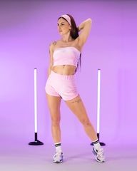 Ivy Tube Top Velvet Rhinestone Pastel Pink