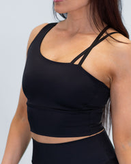 Zebra One Shoulder Top Black (Recycled)