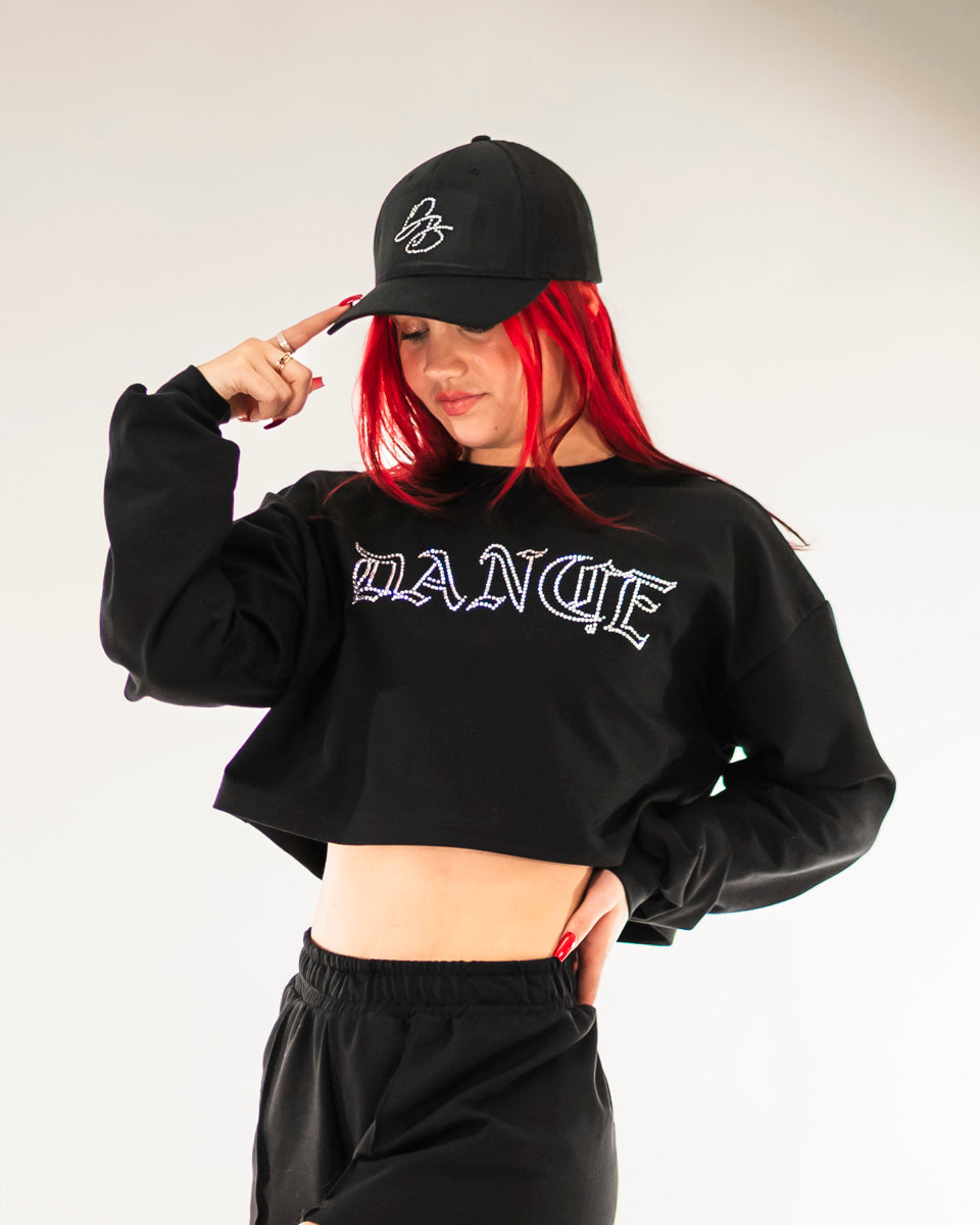DB Cropped Sweatshirt Rhinestone Black