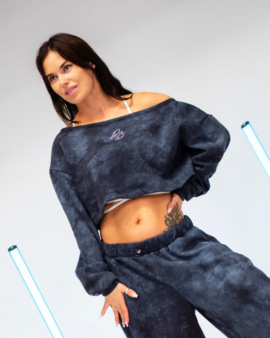 DB Cropped Sweatshirt Tie-Dye Blueberry