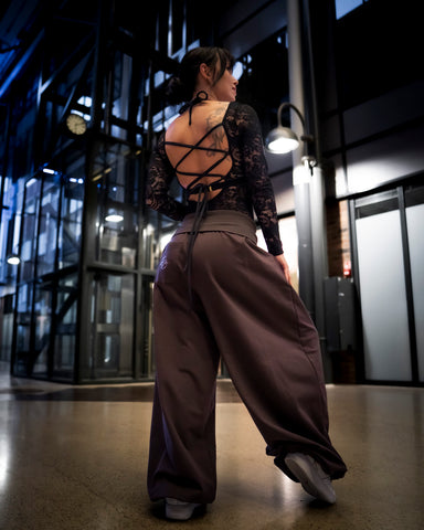 (PRE-SALE) DB Folded Dance Sweats Rhinestone Chocolate Brown