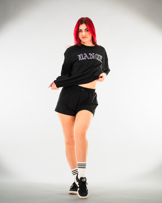 Dance T-Shirt Rhinestone Black (Loose Fit)