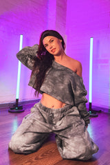 PRE-SALE! DB Cropped Sweatshirt Tie-Dye Grey