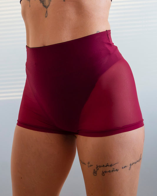 Fierce Micro Shorts Burgundy Mesh
