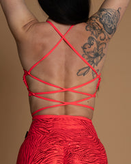 Lea Strap Top Neon Red Lazer L (Last Chance)