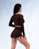 Saga Twist Shirt Espresso Brown Rib
