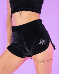 Viola Velvet Shorts Rhinestone Black