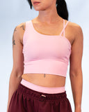 Zebra One Shoulder Top Pastel Pink